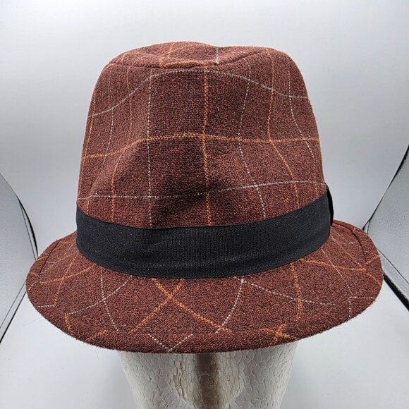 San Diego Hat Company Mens One Size Brown Plaid Fedora Hat Casual Formal Party - Picture 1 of 9